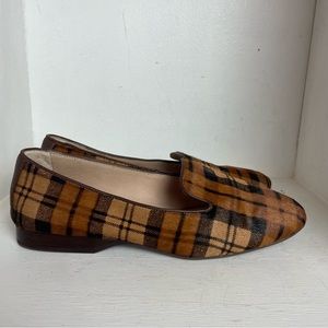Antonio Melani Larrah Women's 7.5 Plaid Print Calf Hair Loafers Comfortable Cute